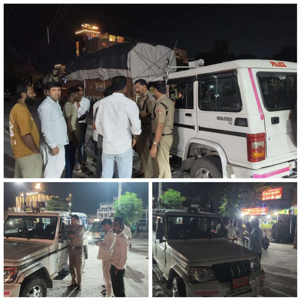 नो-एन्ट्री में भारी वाहनो के विरूद्ध चलाया चैकिंग अभियान: 14 वाहनो के ₹7000/- व 01 वाहन का कोर्ट चालान किया।